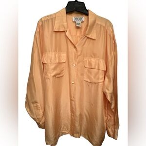 Vintage Daniel Caron Silk Peach Button Down Blouse